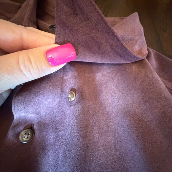 Croft & Barrow Burgundy Faux Suede Long Sleeve Button Down, Size Large - Picture 6 of 12